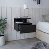 Tuhome Adele Floating Nightstand, Drawer, Open Top Shelves, Black MLW8965